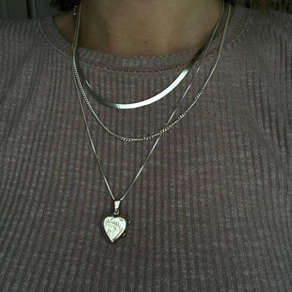 Sterling Silver Herringbone Necklace Layering Flat Snake Chain Stamped 925 ITALY - Picture 7 of 7